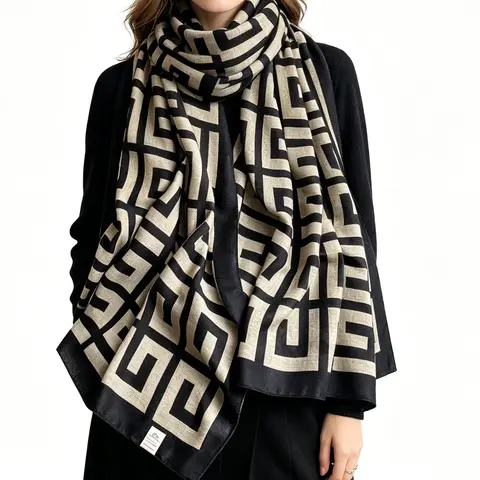 Women's Oversized Lightweight Grid Pattern Decorative Scarf - Loose Fit Shawl, Soft Texture Wrap, All Seasons Blanket, Chic Style Accessory, Comfortable Practical Colorful Trendy Piece, Gifts for Adults Female
