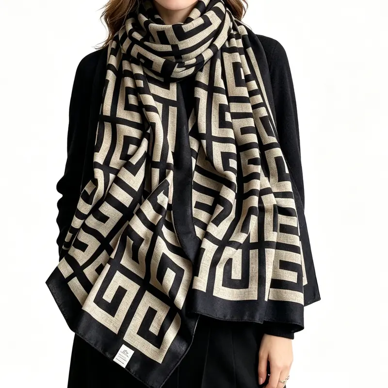 Women's Oversized Lightweight Grid Pattern Decorative Scarf - Loose Fit Shawl, Soft Texture Wrap, All Seasons Blanket, Chic Style Accessory, Comfortable Practical Colorful Trendy Piece, Gifts for Adults Female
