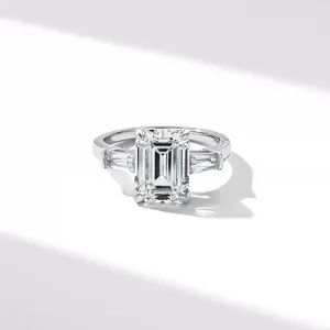 4 Carat Emerald Cut Lab Diamond Classic Engagement Ring