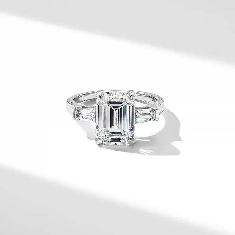 4 Carat Emerald Cut Lab Diamond Classic Engagement Ring