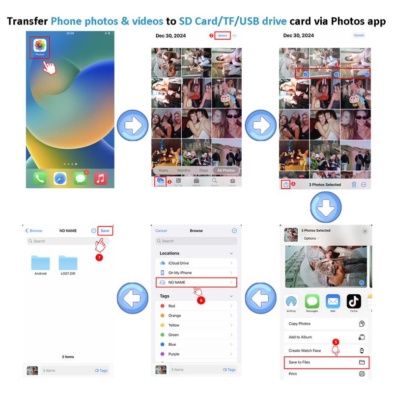 5-in-1 SD Card Reader for iPhone,iPad,Android – Dual USB-C & Lightning Adapter, Supports SD/MicroSD/USB 3.0, Fast Transfer, Plug & Play, No App Needed