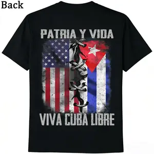 Vintage Cuban Cotton TShirt Showcasing Patria Y Vida Viva Cuba Libre Slogan