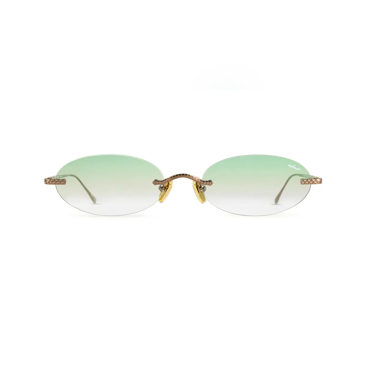 Infinit Quo Chocolate Green Gradient Round Sunglasses, Chocolate + Green