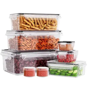 16-Piece Large Transparent Food Storage Container Set, Reusable PP Material, Microwave-Safe, Ideal for Storing Fruits, Vegetables and Pasta, Produce Storage Containers, Plastic Storage Containers