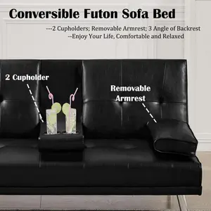 Leather Loveseat with Integrated Armrest Drink Holders