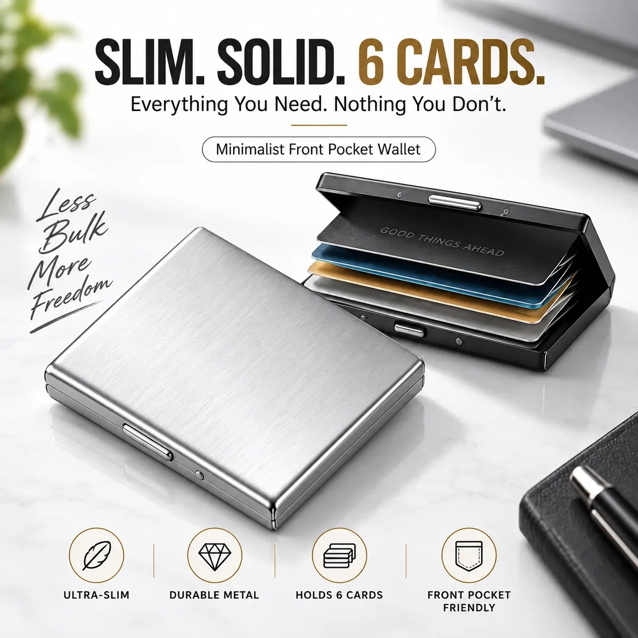 RFID Blocking Metal Card Holder - Ultra-Slim Stainless Steel Business Credit Card Case, Portable Pocket Secure ID Protector for Men’s Business Travel (Party Gift),sohochic