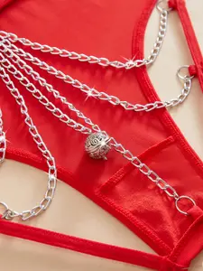 Women's Triangle Panties with Chain, Lace Patchwork Comfortable Underwear, Valentine's Day & Christmas Gifts, Lingerie