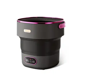 Fully Automatic Mini Washing Machine & Dryer Combo - 13L Collapsible, 3 Cleaning Modes, Compact & Energy Efficient, Perfect for Baby Clothes, Underwear, Small Laundry, Apartments, Dorms, RV, Camping - Black Purple US Plug