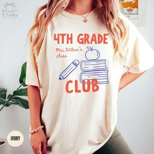 Custom Fourth Grade Teacher Retro Shirt, Comfort Colors 4th Grade Teach Team Shirt, Back To School Gift, Elementary School New Teacher Graphic Tees