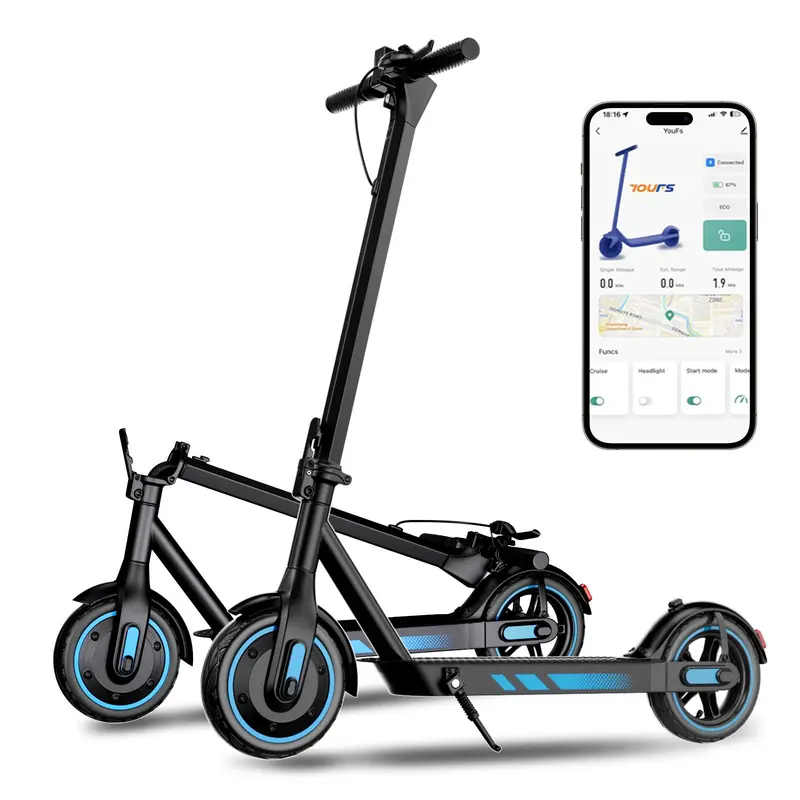 V10 Electric Scooter for Adults 10" Tires 19/22Mph 500W Motor 21-28 Miles Range Folding E-Scooter with Smart APP Control Dual Braking System Adjustable Handlebar Height