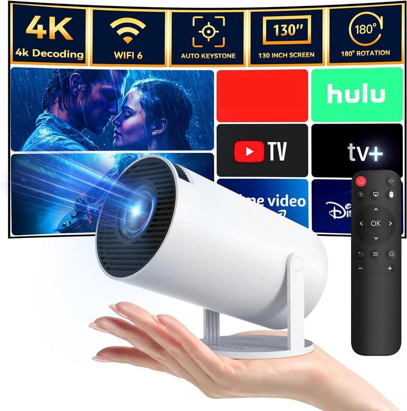 Portable Projector, 2.4/5G WiFi Smart Projector, 360° 4K HD LED , BT 5.2, 200 Inch Screen,Built-in speaker, Home Video Projector Portable Projector, 2.4/5G WiFi Smart Projector, 360° 4K HD LED , BT 5.2, 200 Inch Screen,Built-in speaker, Home Video Projector