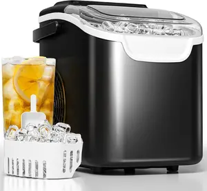 XBeauty Ice Maker Countertop Portable Machine with Self-Cleaning 26.5 lbs 24Hrs 8 Cubes in 6 Mins Ice Basket Scoop Ideal for Home Kitchen Bar Camping Icemaker