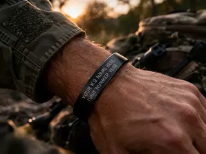 K9 Memorial Band Custom Laser Engraved Black Aluminum | SaltyMal Co. | Personalized K9 Handler Gift
