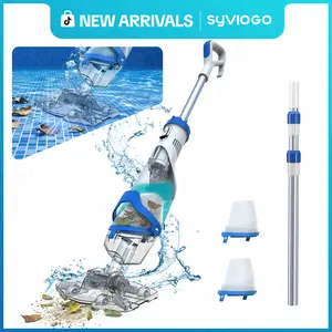【8 OFF for PC18】Enhulk Newest PC18 Pool Vacuum for Above Ground Pool with Telescopic Pole, Running time up to 1H, Handheld Design with Powerful Suction up to 18.5 gallon/min Ideal for Leaves, Debris