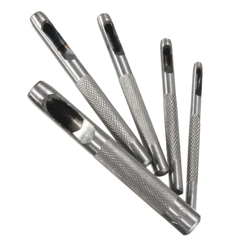 5pcs Hole Leather Belt Cutter Craft Hollow Punch DIY Tool 3mm-8mm Set Puncher