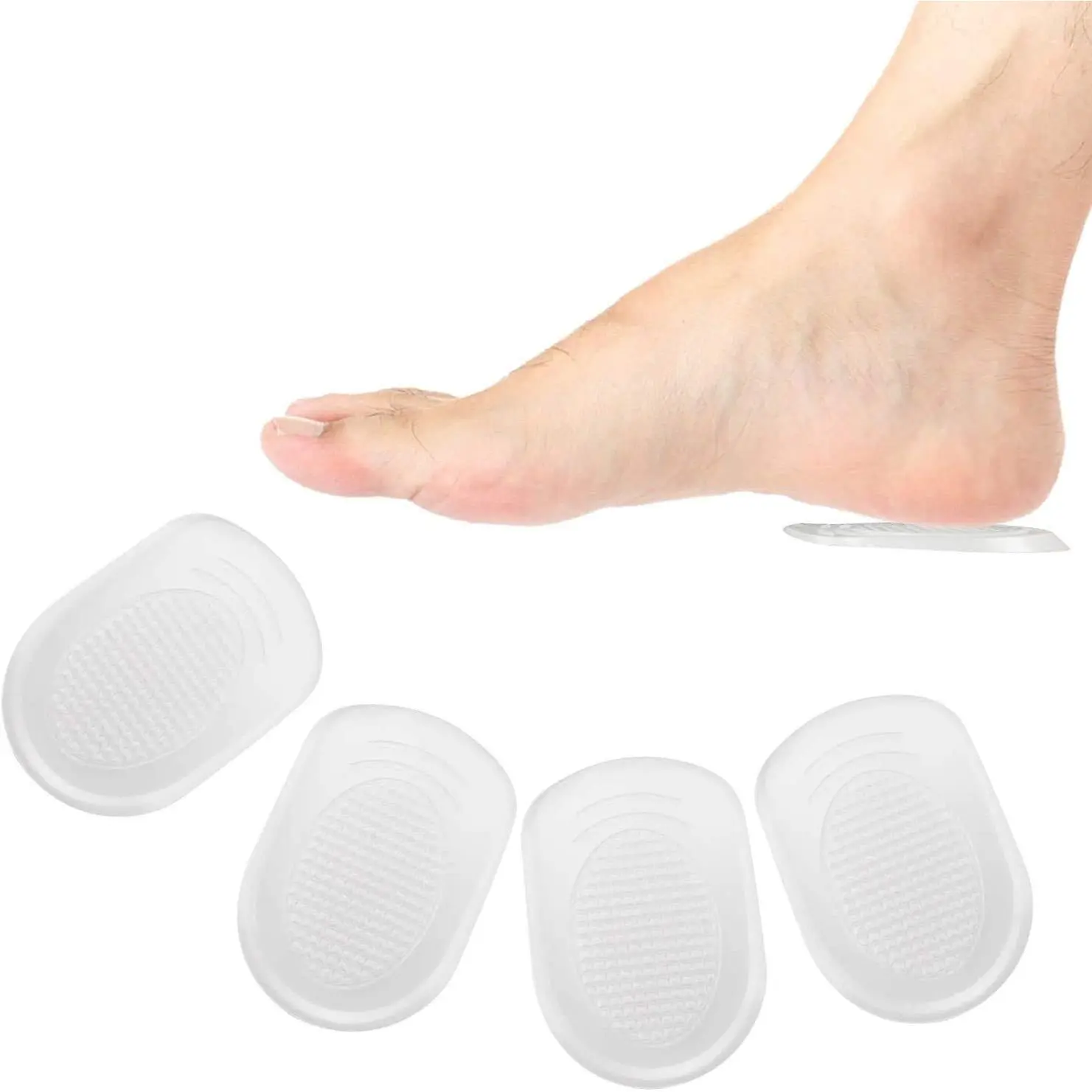 Women's Soft Silicone Heel Cups, 2 Pairs - Shock-Absorbing Honeycomb Inserts for Plantar Fasciitis, Heel Pain Relief, Casual Wear