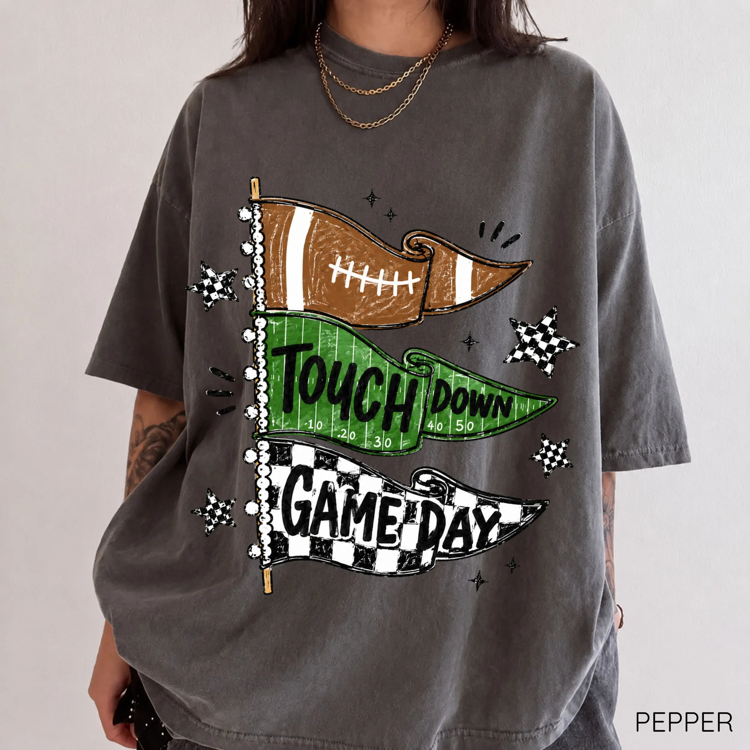 Comfort Colors Retro Football Season Shirt, Touchdown Varsity Game Day Tee, Vintage Football Graphic T-Shirt, Fall Sports Shirt, Football Fan Gift Gift For Her, Cotton Fabric