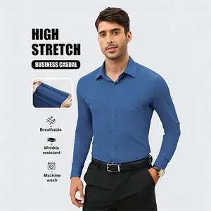 Dress Shirts 16-Way Stretch Slim Fit Long Sleeve Button Down Business Casual Shirts Wrinkle Free Traveler Shirts Top Menswear