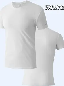 Men's Regular Fit Plain Round Neck Sports Tee, Casual Short Sleeve Crew Neck T-shirt for Gym Workout Running, Men's Sport & Outdoor Clothing for All Seasons