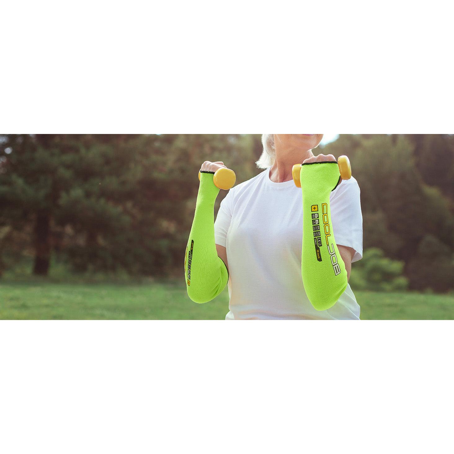 COOLJOB 3 Pairs 14/18in A4 Cut Resistant Sleeves with Thumb Hole, UV Sun Protection Arm Sleeves