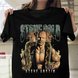 Stone Cold Black T-Shirt – Legendary Wrestling Icon Graphic Tee, Unisex Casual Fanwear, Classic Attitude Era Style