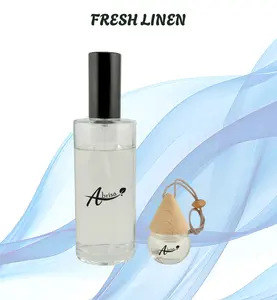 Fresh Linen - On the Go Aromatherapy Bundle with Home Spray & Car Air Freshener for Calm & Clarity