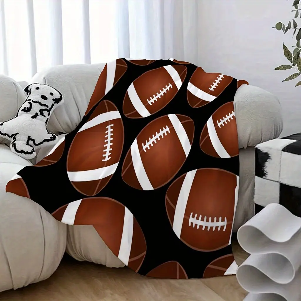 American Football Theme Flannel Blanket - Soft, Cozy, Warm Fuzzy Plush Throw for Bedroom Sofa, Gender Neutral Gift for Sports Fans, Home Decor Essential, Flannel Blankets, Gender Neutral Blankets