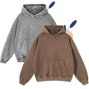 2 Pack Acid Wash Hoodie Oversized Vintage Hoodie Unisex Heavy Weight Hoodie Distress Hoodies for Men Women Couples