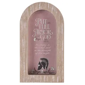 360 Stand Framed Arch Full Armor Of God Women's Religious Wall Decor, Glass, Floral, Lord-Inspired, Dimensional Look