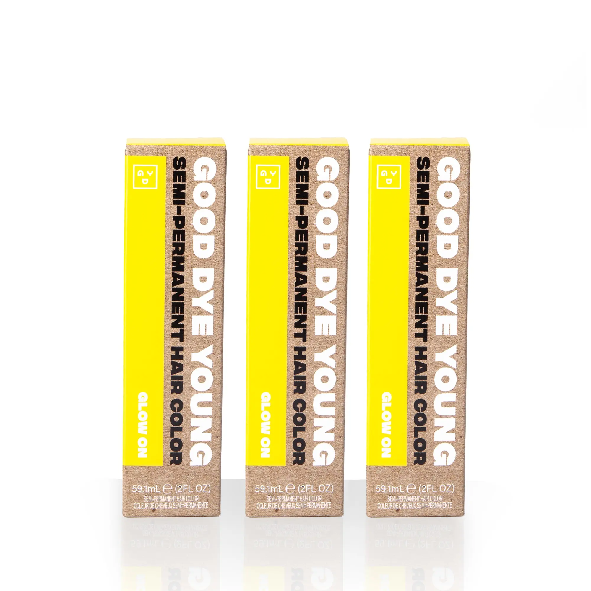 Good Dye Young Glow On Trio Neon Highlighter Yellow Semi-Permanent Hair Dye 3 x 2 FL OZ Vegan Cruelty-Free Conditioning Formula