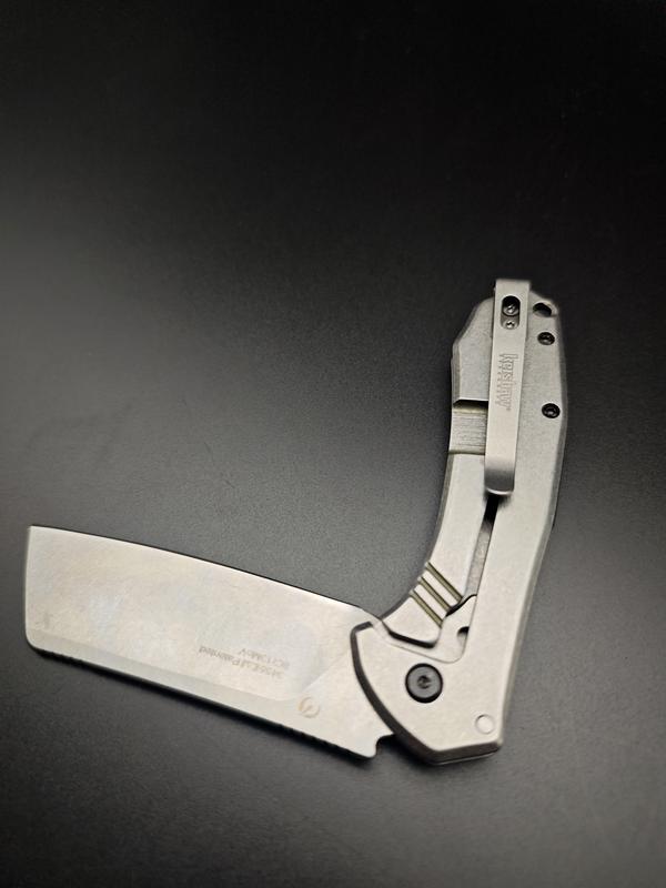 KS 3455 Outdoor Folding Knife, 3.4" Stone Wash Blade, Black G10 Handle, Stainless Steel Frame Lock, Survival Tool for Camping Hiking EDC