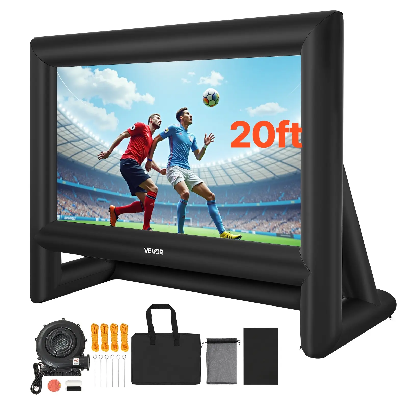 【Summerfinds】VEVOR 20FT Foldable Inflatable Movie Screen, 16:9 Projector Screen with Portable Storage Bag, Easy-Setup for Outdoor Backyard, Home Theater [DealsForYouDays]