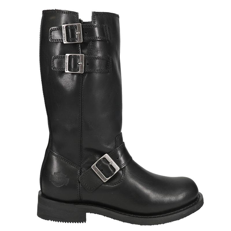 Harley-Davidson Womens Barlyn 11 Inch Zippered Motorcycle Casual Boots Mid Calf Low Heel 1-2" - Black