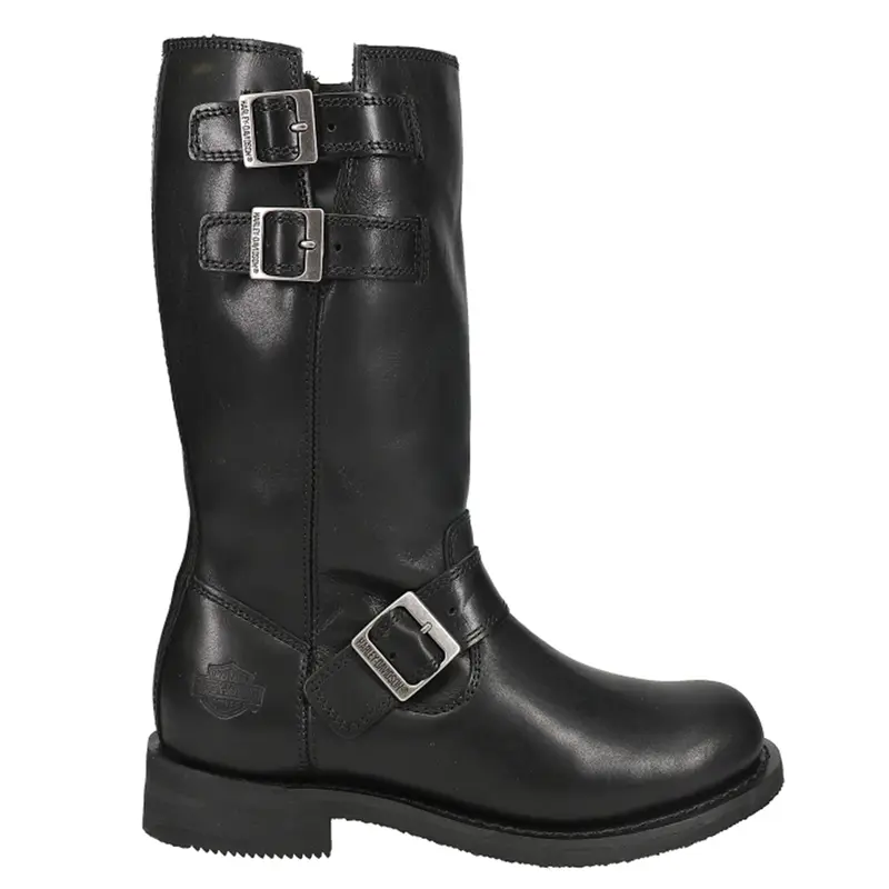 Harley-Davidson Womens Barlyn 11 Inch Zippered Motorcycle Casual Boots Mid Calf Low Heel 1-2" - Black