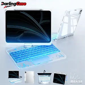 DarlingCase 360° Rotating Keyboard Case for iPad 10th Gen A16, iPad Air, and iPad Pro 11/12.9 (2024/2025) - Multi-Function with RGB Backlit Keyboard and Pencil Holder