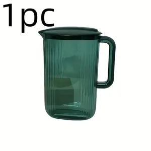 68oz Ribbed Plastic Water Pitcher with Lid - 2L Water Jug for Iced Tea, Lemonade - Minimalist Aesthetic Kitchen Drinkware