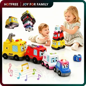 Hotfree Magnetic Stacking Cars Toy Set for Toddlers, 4-in-1 Construction Vehicle Train with Magnetic Connectors, Electric Follow-Me Car, Stackable Sorting & Counting Montessori STEM Learning Toy, Birthday Christmas Gift for Boys Girls Ages 1-5