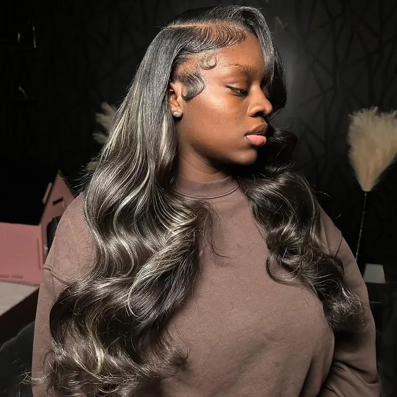 13x4 Transparent Lace Frontal Body Wave Lace Frontal Wig HD P1B 27 Blonde Balayage Human Hair Wigs Brazilian Lace Front 180 Density Wig for Women