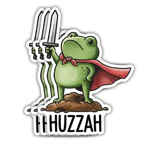 Customizable Medieval Frog Knight Vinyl Sticker with Sword - Office Stationery Label 345, Renaissance Faire Decal, Customizable Stickers, Funny Stickers Animals