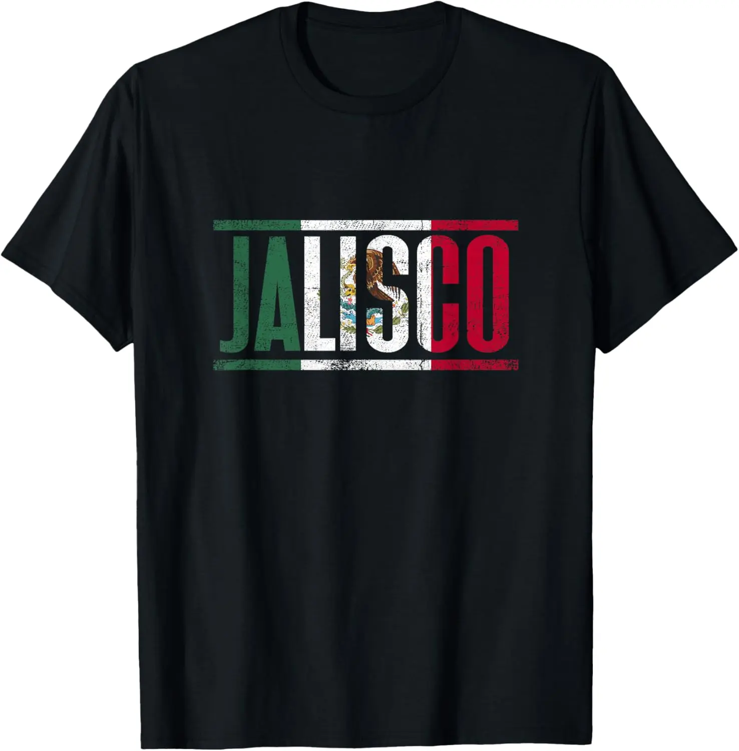 Jalisco con la bandera de México T-Shirt Pure Cotton Graphic Tees Menswear Top: Gifts for Men & Women