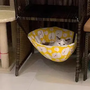 2-Pack Cat Hammock Lounge Cat Hanging Bed for Cage Kennel Chair with Metal Frame, Adjustable Straps (Orange)