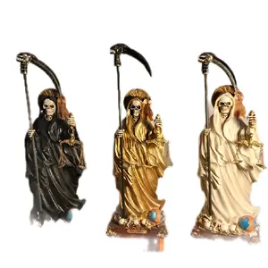 14 inch Santa muerte Statue Stylish Religious Decor Art Gold