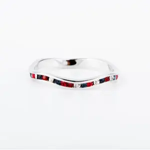 I Love America - Wave Ring - Red, White, & Blue Birthstones