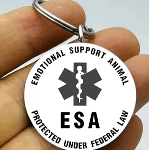 emotional support animal tag dog pet puppy Keychain