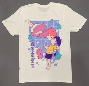 Vintage Studio Ghibli Ponyo T-Shirt, Casual TShirt, Vintage Tee, Graphics TShirt, Cotton Unisex T-Shirt, Size S-3XL, Menswear Top,  Womenswear Top Boxy Love Print Soft