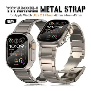 Titanium Strap For Apple Watch Ultra 2 49mm Series 9 45mm 44mm 42mm Men Metal WristBand For iWatch 8 7 6 5 4 se Luxury Bracelet Wearable