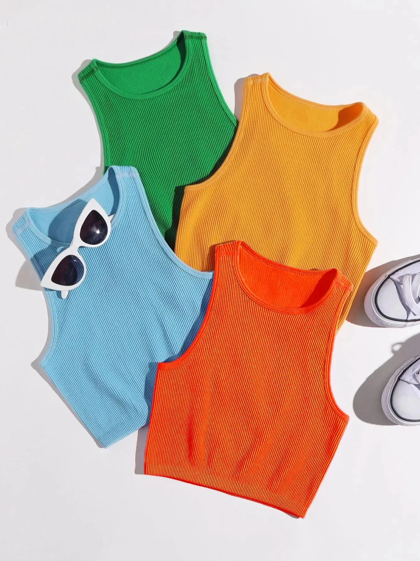 Women's Plain Tight Fitting Racer Back Sports Tank, Moisture Wicking Sweat Absorbing Quick Drying Active Athletic Tank Top for Gym Yoga, Women's Sport