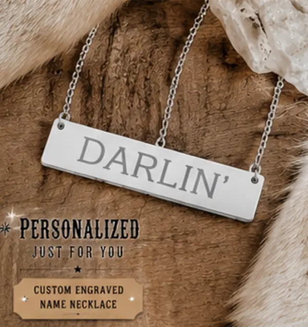 Personalized Western Bar Necklace | Custom Name Necklace | Engraved Stainless Steel Necklace | Cowgirl Jewelry | Country Gift for Her