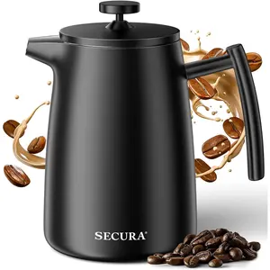 50oz French Press Coffee Maker – 304 Stainless, Coffee Press with, Black