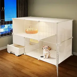 Cat Litter Box & House Combo, Enclosed Litter Box, Indoor Cat Cage with Toilet, Space-Saving Design for Small Kittens, Home Use Pet Shelter